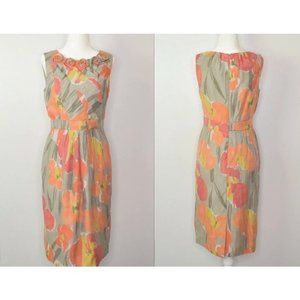 Adrianna Papell Women‎ Watercolor Floral Sheath Dress Sleeveless Rosette NWT